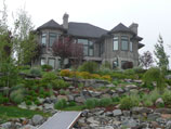 Full view of walkway, walls and ground cover