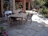 Flagstone patio specifically cut and fit to 1-inch gap