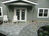 Stone paver patio with paver pathway