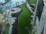 Top view of landscaping and fire pit